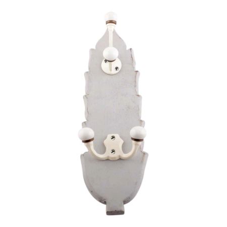 Grey And Cream Double Loop Ceramic Iron Wooden Hooks